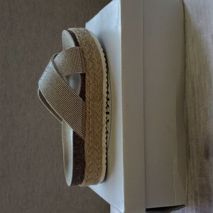 Steve Madden size 7 Arran rhinestone espadrille wedge sandals used condition